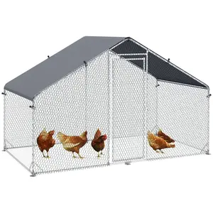 Buy Large Chicken Coop, Galvanised Walk In Chicken Coop Hen House w/ Water-Resist Cover, 3 x 1.7 x 1.9m