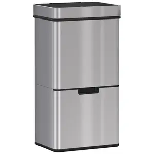 Buy 72L Recycling Sensor Bin Stainless Steel 3 Compartments For Both Wet/Dry Waste w/Removable Lid  Kitchen Home