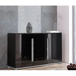 Buy Elise Black High Gloss And Grey 2 Door / 4 Drawer Sideboard T46, Colour: Black