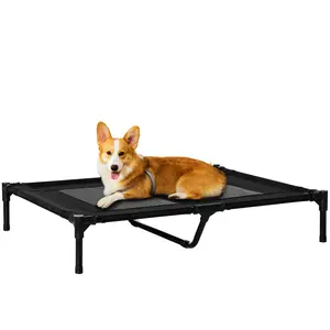 Buy Large Raised Dog Bed Cat Elevated Lifted Cooling Portable Camping Basket Outdoor Indoor Mesh Pet Cot Metal Frame Black
