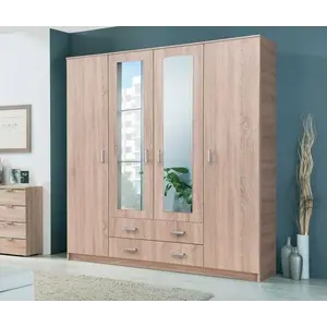 Buy Miami Sonoma Oak Effect 4 Door 2 Drawer Wardrobe - 3123 - NEW!!