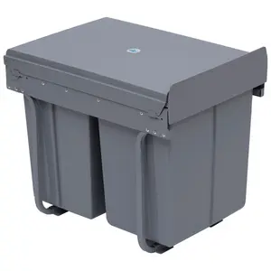 Buy Kitchen Recycle Waste Bin Pull Out Soft Close Dustbin Recycling Cabinet Trash Can Grey (40L (1x20L+2x10L))