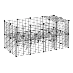 Buy DIY Pet Playpen Metal Wire Fence Indoor Outdoor Rabbit Small Animals Cage 36 Panel Enclosure Black