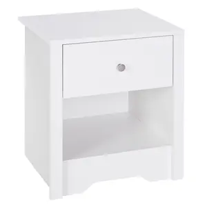 Buy Modern Bedside Table, Nightstand with Drawer Shelf, End Table for Living room, Bedroom White
