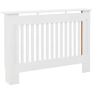 Buy Slatted Radiator Cover Painted Cabinet MDF Lined Grill in White (112L x 19W x 81H cm)