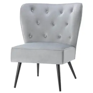Buy Thames Velvet Dining Chair Grey with Black Metal Legs