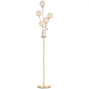 Buy Crystal Floor Lamps for Living Room Bedroom with 5 Light, Modern Upright Standing Lamp, 34x25x156cm, Gold Tone
