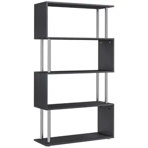 Buy S Shape Bookcase, 5 Tiers Bookshelf, Modern Freestanding Storage Shelf for Home Office, Study, Living Room, 80 x 30 x 145cm Black
