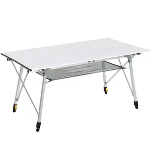 Buy 4FT Folding Aluminium Picnic Table Portable Camping BBQ Table Roll Up Top Mesh Layer Rack with Carrying Bag