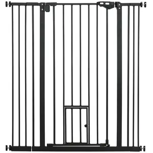Buy Extra Tall Pet Gate, Indoor Dog Safety Gate, with Cat Flap, Auto Close, 74-101cm Wide - Black