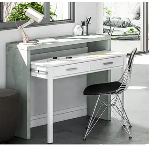 Buy Turin Artic Concrete Grey And White Desk - 2931, Colour: Grey