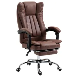 Buy Home Office Chair Microfibre Desk Chair with Reclining Function Armrests Swivel Wheels Footrest Brown