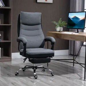 Buy Vinsetto High Back Executive Office Chair, Reclining Computer Chair with Adjustable Height, Swivel Wheels and Retractable Footrest, Grey