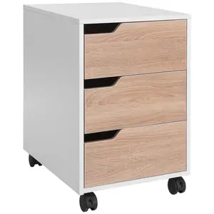 Buy 3 Drawer Mobile File Cabinet, Vertical Filing Cabinet with Wheels for Home Office, Oak