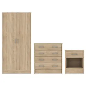 Buy Bardalona Trio Wardrobe, Chest & Bedside Oak Effect, Colour: Oak