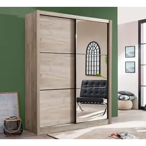 Buy Navara Oak Effect Sliding Door Wardrobe 166cm - 3085 - NEW!!