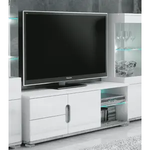 Buy Elise White High Gloss And Grey TV Unit T63, Colour: White