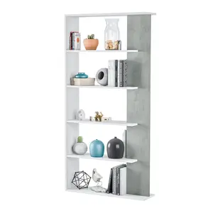 Buy Epping Bookcase Table 5 Shelves White & Concrete 0L2252A