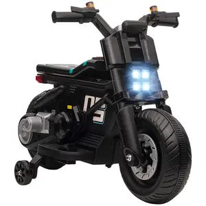 Buy Kids Electric Motorbike with Siren, Horn, Headlights, Music, Training Wheels, for Ages 3-5 Years - Black