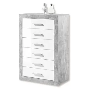 Buy Pietra Tallboy Chest of Drawers Grey and White Gloss 6 DRW - 2705 - NEW !!