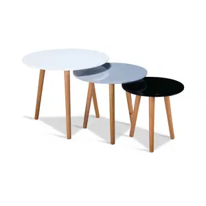 Buy Sandon High Gloss Nest of Tables with Solid Beech Legs