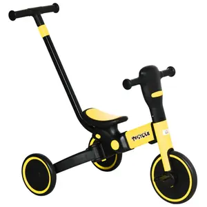 Buy 4-in-1 Tricycle for Kids, Baby Trike with Adjustable Push Handle, Detachable Foot Rest for 18-60 Months, Yellow