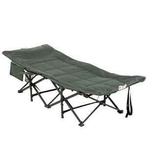 Buy Foldable Sun Lounger, Padded Patio Camping Bed with Carry Bag, Magazine Bag and Cup Holder for Outdoor, Garden, Porch, Grey