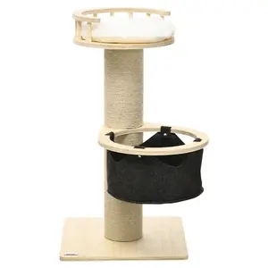 Buy 84cm Cat Tree, Kitty Activity Center with Hammock & Bed, Cat Tower with Jute Scratching Post, Natural