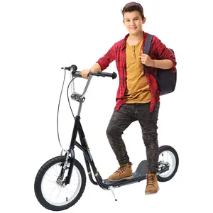 Buy Kids Scooter, Teen Kick Scooter with Rubber Wheels, 16" Front Wheel, Height Adjustable Handlebar, Dual Brakes, Kick Stand, for 5+ Years, Black