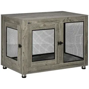 Buy 2-in-1 Dog Cage & Side Table, with Two Doors, Cushion, for Large Dogs