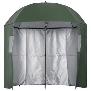 Buy 2m Beach Parasol Fishing Umbrella Brolly with Sides and Push Botton Tilt Sun Shade Shelter with Carry Bag, UV30+, Green