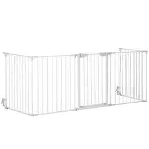 Buy 5 Panels Pet Playpen Metal Fence w/ Walk Through Door - White