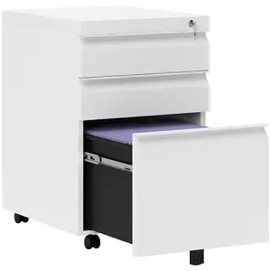 Buy 3 Drawer Filling Cabinet, Mobile Metal File Cabinet with Anti-tilt Design for Letter, A4, Legal Size, White