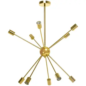 Buy Modern Sputnik Ceiling Lights, 10-Light Chandelier for Bedroom Living Room with E27 Base, 65x65x78.5cm, Gold Tone