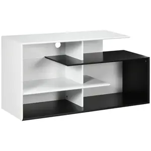 Buy TV Unit Cabinet for TVs up to 32"-55", TV Stand with Storage Shelves for Living Room, Black