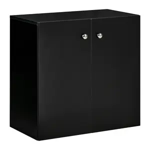 Buy Storage Cabinet w/ Two Shelves Wooden Sideboard Freestanding Kitchen Cupboard Bookcase - Black