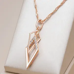 Buy Fabulous 14K Gold Filled Stylish Rhombus Hollow Lab Created Diamonds Necklace