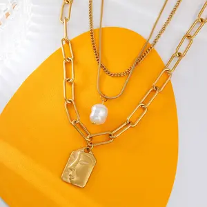 Buy Fascinating 18K Gold Plated Portrait Pendant Necklace - Elegance and Strength