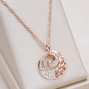 Buy Luxury 14K Rose Gold Filled Flower Pattern Lab Created Diamonds Necklace