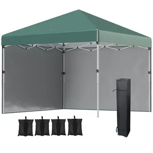 Buy 3 x 3 (M) Pop Up Gazebo, UPF 30+ with 2 Sidewalls, Leg Weight Bags and Wheeled Bag, Height Adjustable Party Tent Event Shelter for Garden, Patio, Green