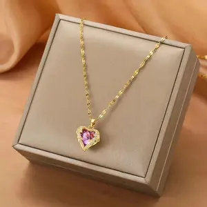Buy Exquisite 18K Gold Plated Blue Purple Crystal Fashion Necklace for Women