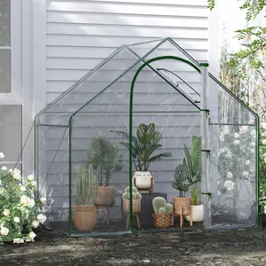 Buy Walk In PVC Greenhouse Garden Outdoor Flower Planter Steel Frame w/Zipped Door 180 x 100 x 168CM