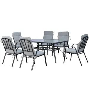 Buy Seven-Piece Garden Dining Set with Cushions - Grey