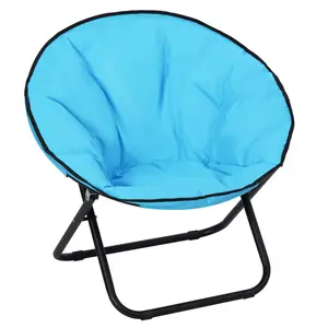 Buy Garden Folding Portable Padded Saucer Moon Chair Padded Round Outdoor Camping Travel Fishing Seat Blue