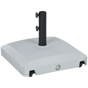 Buy Garden Parasol Base Holder, 24kg Water or 30kg Sand Filled, Outdoor Market Umbrella Stand Weight with Wheels and Brakes, Grey