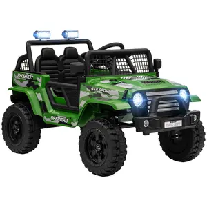 Buy 12V Battery Powered Kids Ride-On Car, Electric Truck w/ Spring Suspension, Remote, Music, Horn, Lights, Green
