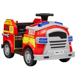 Buy Ride on Fire Truck, 12V Kids Electric Car with Siren and Flashing Lights, Firefighting Tools, Music Horn, Slow Start