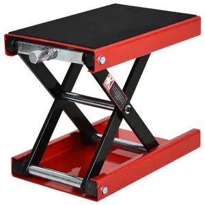 Buy 500KG Motorcycle Lift Scissor Jack, Height Adjustable Motorbike Stand with Anti-Slip Wide Deck, Heavy Duty Steel Motorbike Repair Lift Hoist Stand for Home Garage, Red