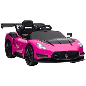 Buy Maserati GT2 Licensed 12V Kids Electric Ride on Car with 4 Suspension Wheels, Remote Control, Music, Horn, Lights, Pink