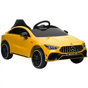 Buy Mercedes-Benz AMG CLA 45 Licensed 12V Kids Electric Car Ride on Car w/ Remote, Suspension Lights Music Horn - Yellow